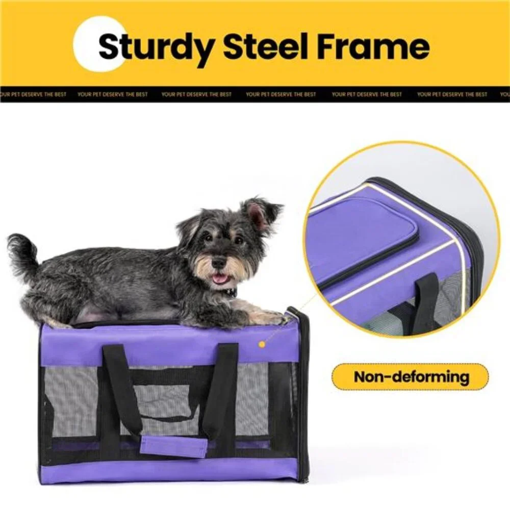 Large Cat Carrier,Foldable Pet Carrier with Soft-Sided and Safety